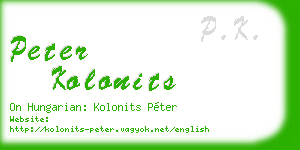 peter kolonits business card