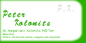 peter kolonits business card